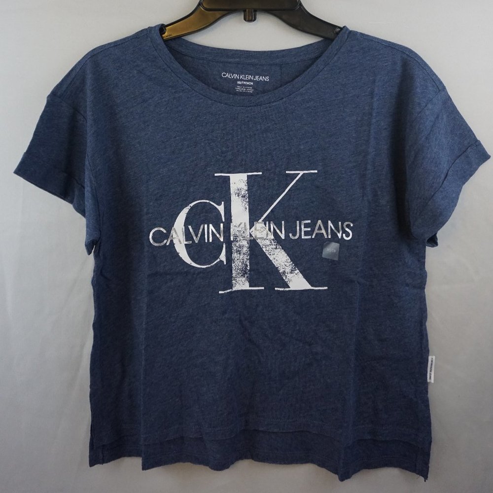 Calvin Klein Distressed Logo Cropped T-Shirt XS